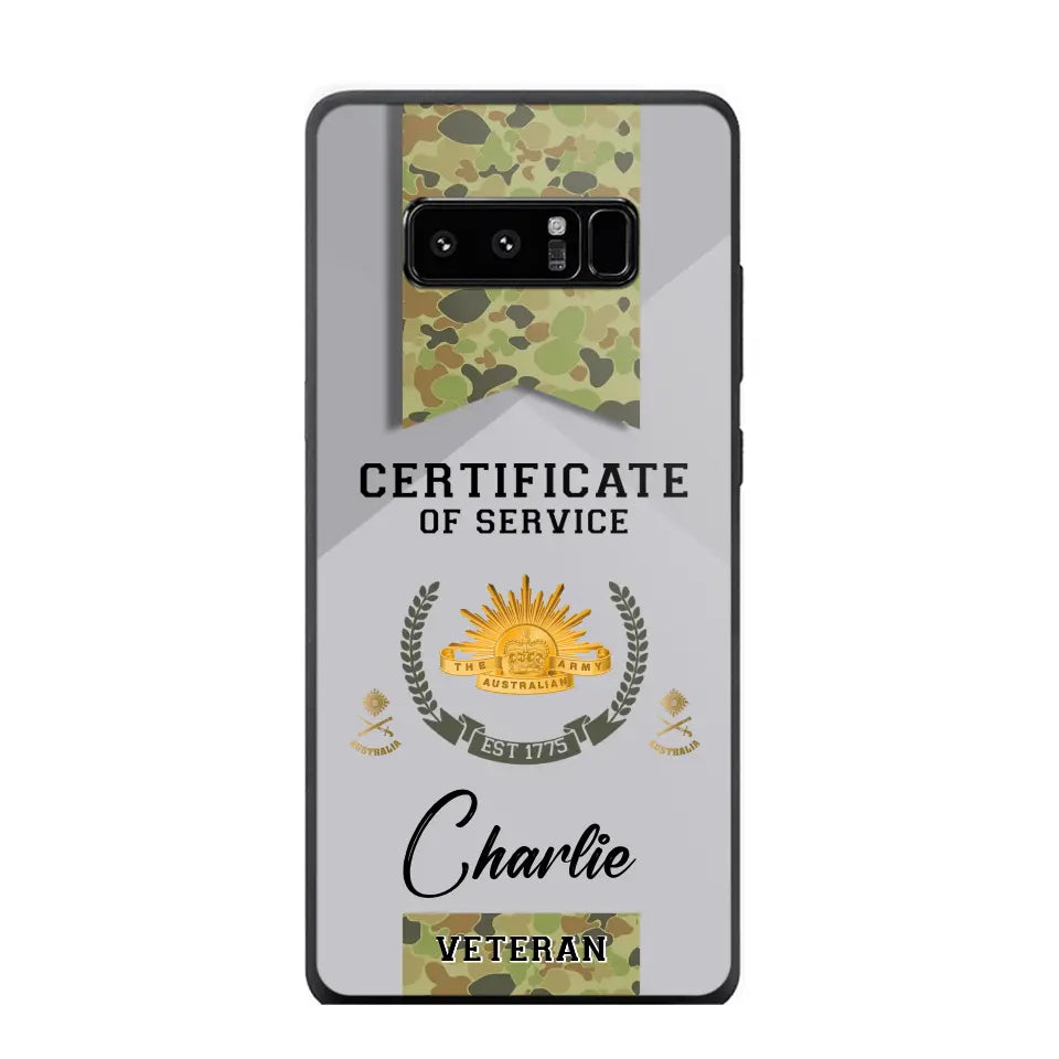 Personalized Australian Veteran Logo Custom Name & Rank Gold Phonecase Printed AHHN241185