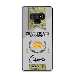 Personalized Australian Veteran Logo Custom Name & Rank Gold Phonecase Printed AHHN241185