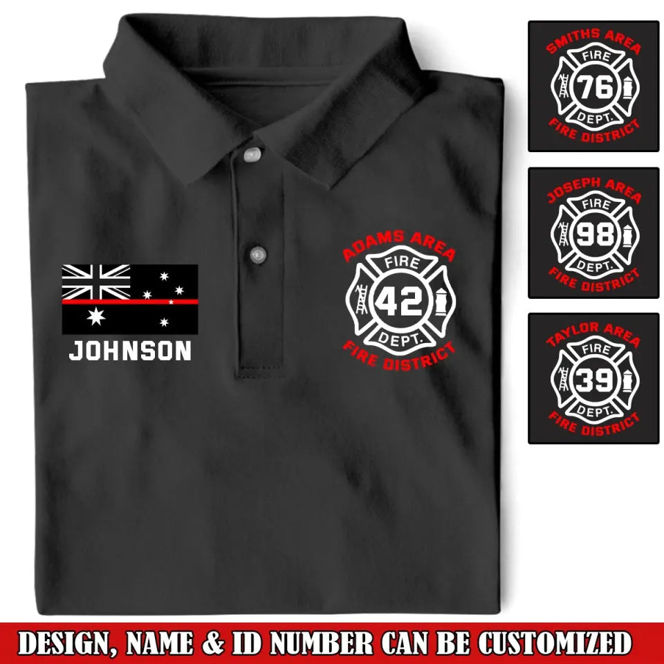 Personalized Australian Firefighter Custom Name, ID & Department Polo Shirt Printed VQ241236