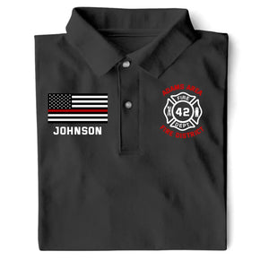 Personalized US Firefighter Custom Name, ID & Department Polo Shirt Printed VQ241236