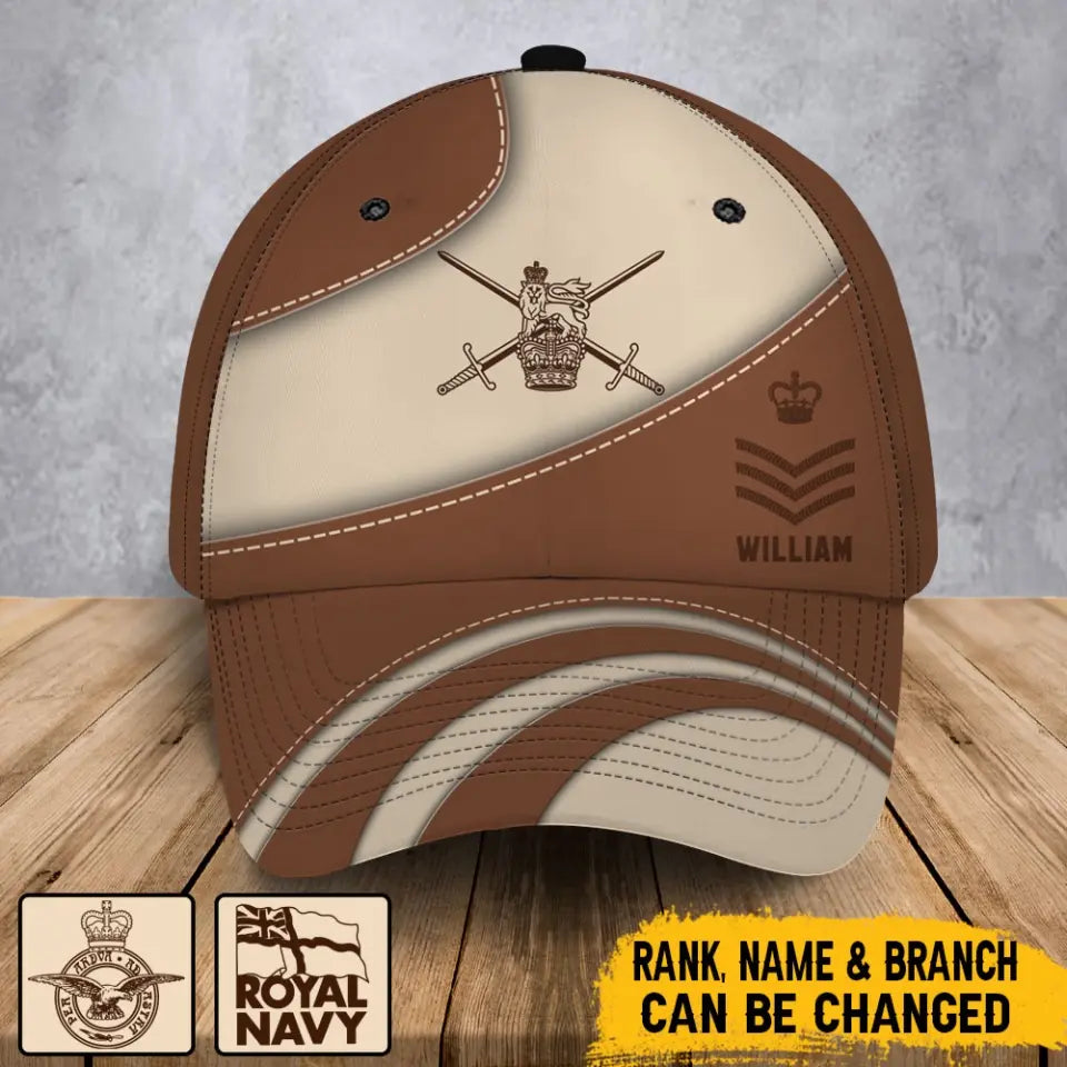 Personalized UK Veteran Branch Logo Custom Rank & Name Cap 3D Printed AHVA241245