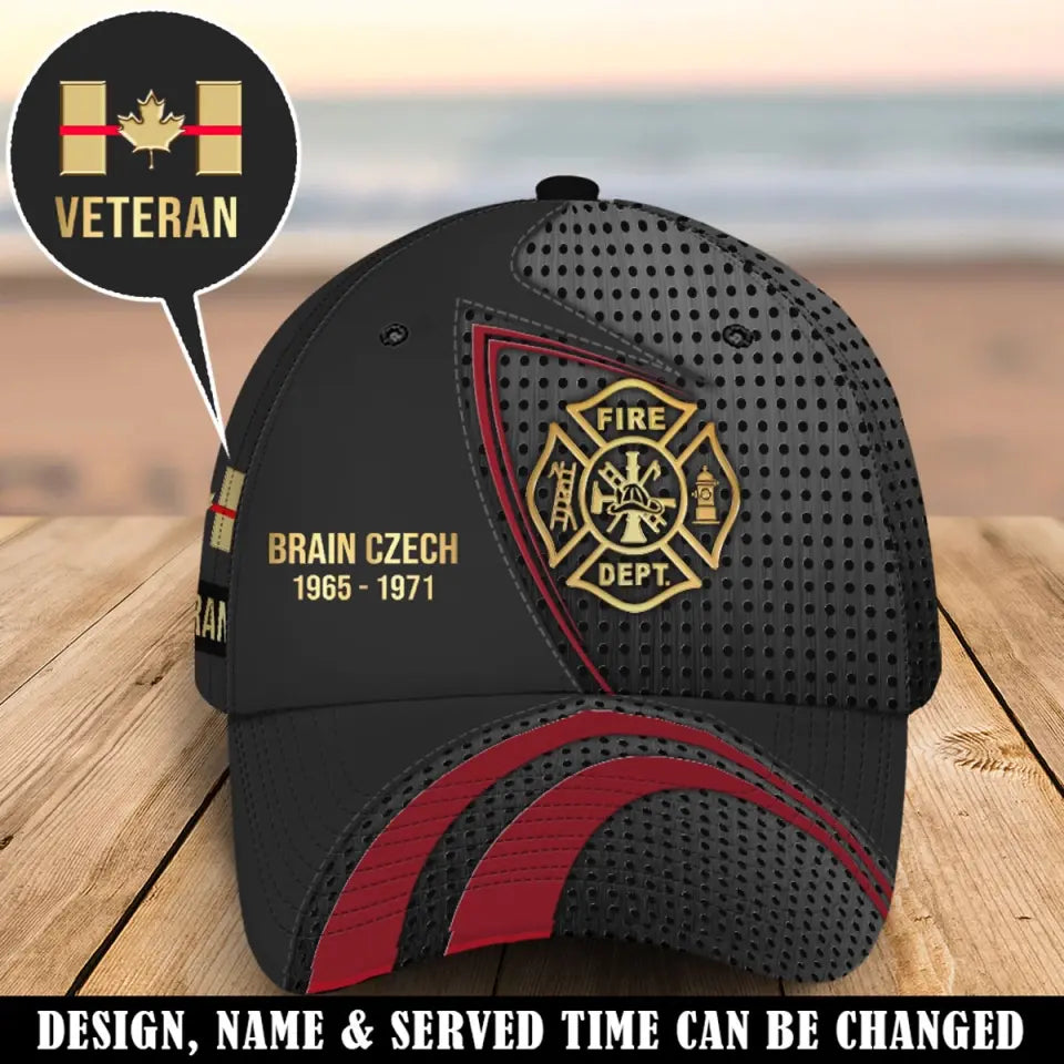 Personalized Canadian Firefighter Logo Custom Name & Time Cap 3D Printed AHVQ241248