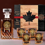 Personalized Canadian Firefighter Custom Name & ID Decanter Set with Glasses Printed VQ241240