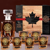 Personalized Canadian Firefighter Custom Name & ID Decanter Set with Glasses Printed VQ241240