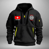 Personalized Swiss Firefighter Custom Name & Department Quarter Zip Hoodie 2D Printed VQ24998