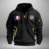 Personalized French Firefighter Custom Name & Department Quarter Zip Hoodie 2D Printed VQ24998