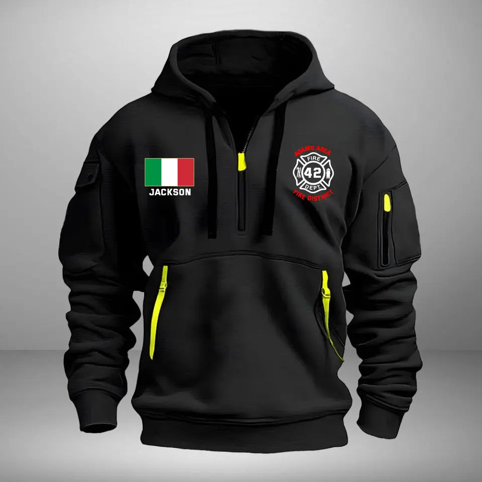 Personalized Italian Firefighter Custom Name & Department Quarter Zip Hoodie 2D Printed VQ24998