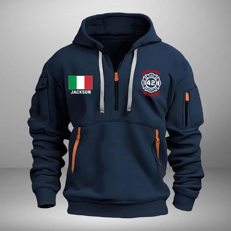 Personalized Italian Firefighter Custom Name & Department Quarter Zip Hoodie 2D Printed VQ24998