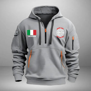 Personalized Italian Firefighter Custom Name & Department Quarter Zip Hoodie 2D Printed VQ24998