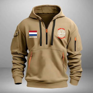 Personalized Dutch Firefighter Custom Name & Department Quarter Zip Hoodie 2D Printed VQ24998