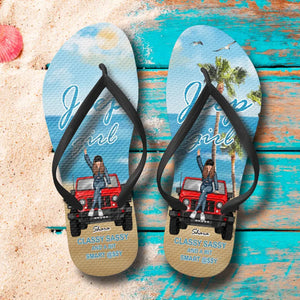 Personalized Jeep Girl Classy Sasst And A Bit Smart Assy Summer Beach Flip Flops Printed HN241269