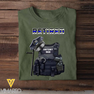 Personalized Armor Uniform Retired US Police Custom Name & ID T-shirt Printed KVH241273