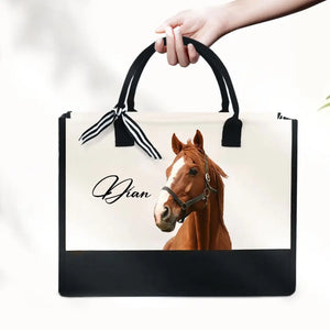 Personalized Upload Your Horse Photo Horse Lovers Gift Women's Tote Bag Canvas Bag Beach Bag Printed 241283HN