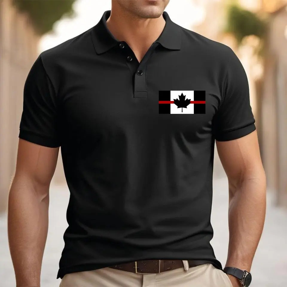 Personalized Canadian Firefighter Custom Name Polo Shirt Printed QTVQ241276