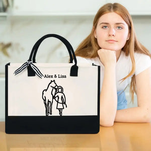 Personalized Horse Girl Custom Name Women's Tote Bag Canvas Bag Beach Bag Printed HN241290