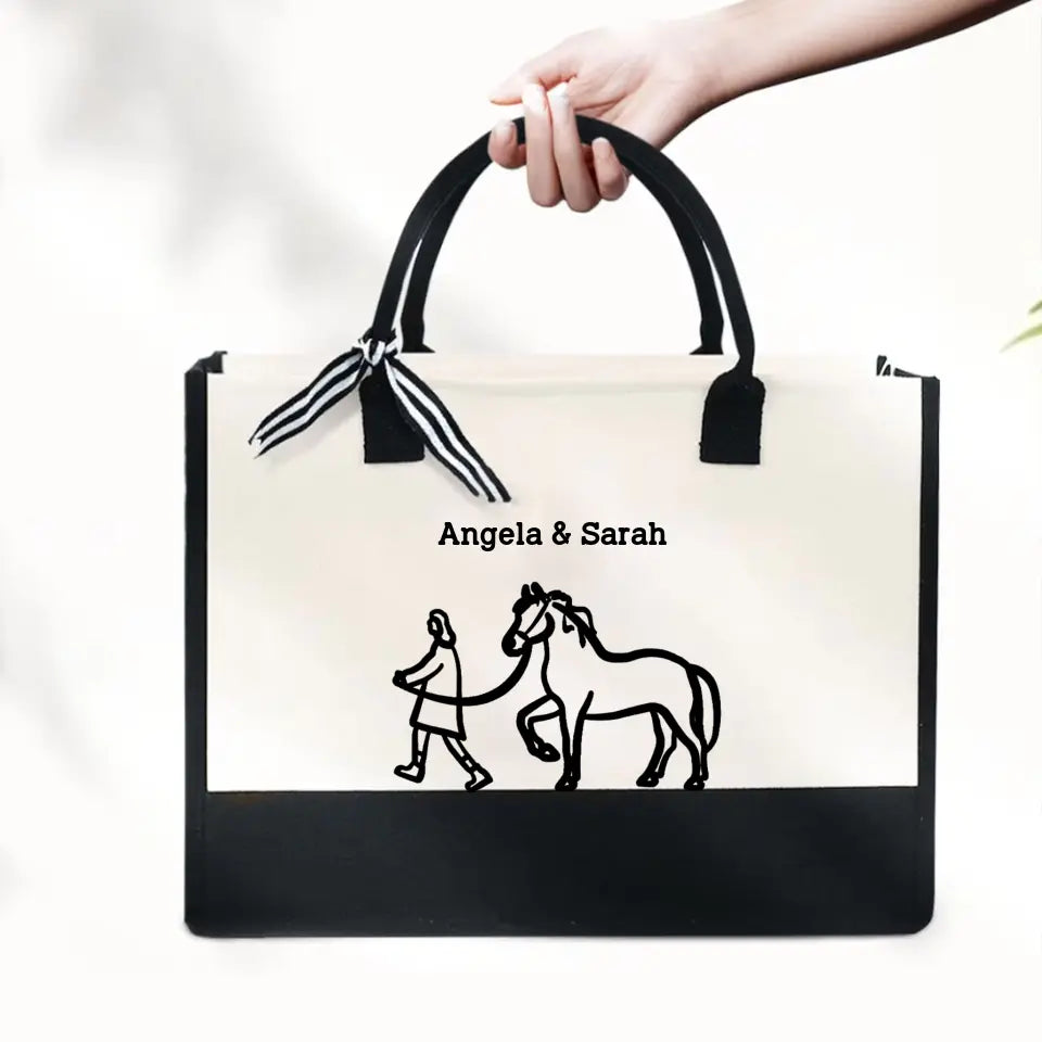 Personalized Horse Girl Custom Name Women's Tote Bag Canvas Bag Beach Bag Printed HN241290