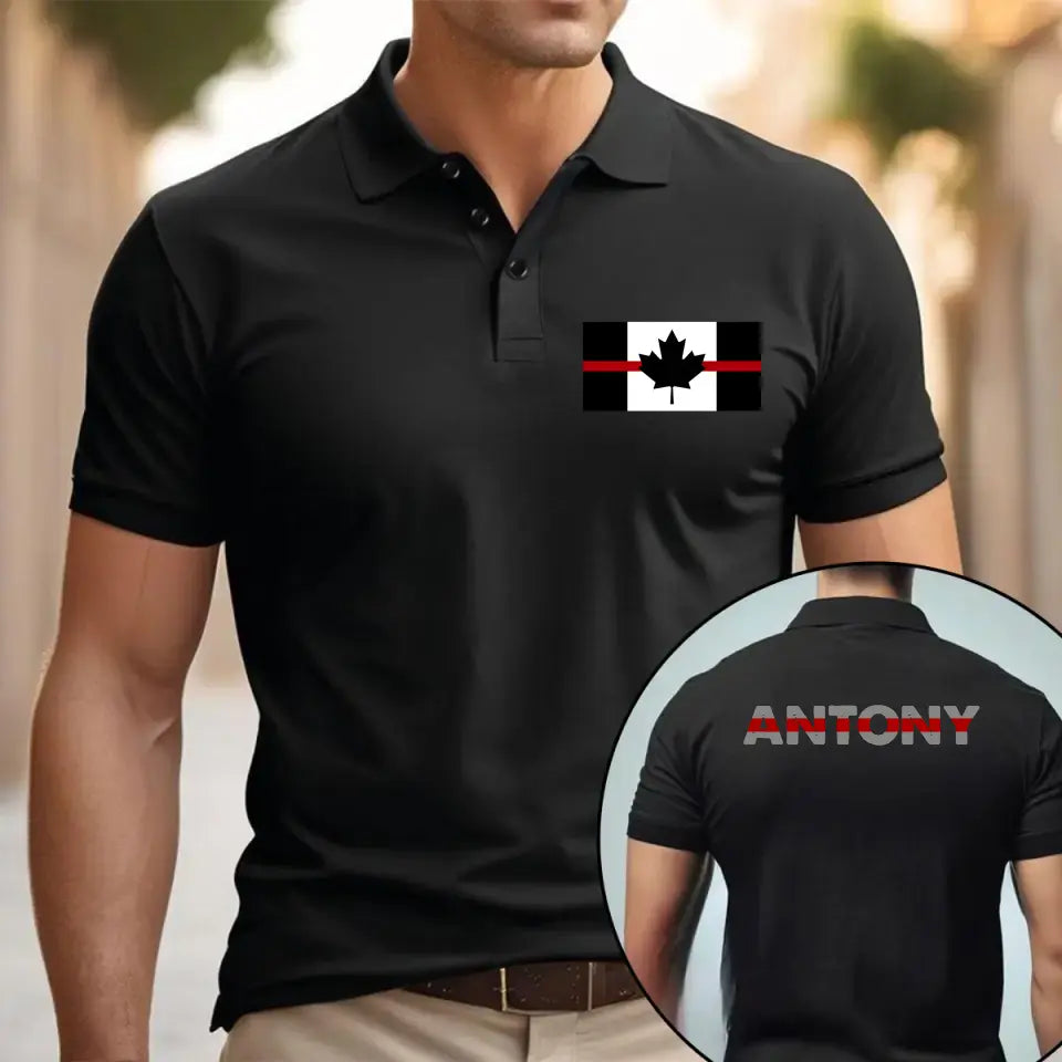 Personalized Canadian Firefighter Custom Name Polo Shirt Printed QTVQ241276