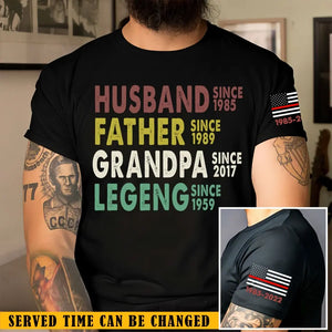 Personalized Husband Father Grandpa Legend US Firefighter Father's Day Gift T-shirt Printed QTKH241306