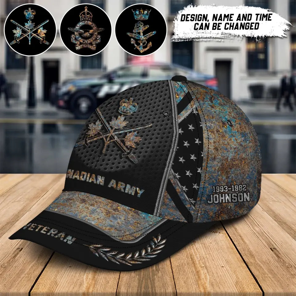 Personalized Canadian Veteran Logo Custom Name & Time Cap 3D Printed AHHN241307