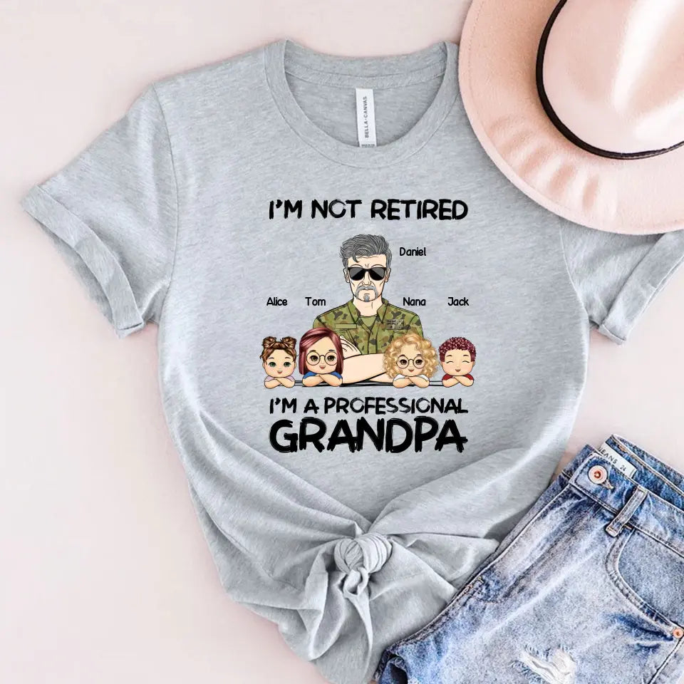 Personalized I'm Not Retired I'm A Professional Grandpa Daddy Custom Kid Names Australian Veteran T-shirt Printed VQ241274