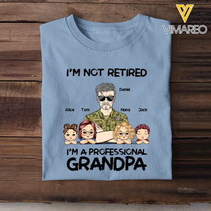 Personalized I'm Not Retired I'm A Professional Grandpa Daddy Custom Kid Names Australian Veteran T-shirt Printed VQ241274