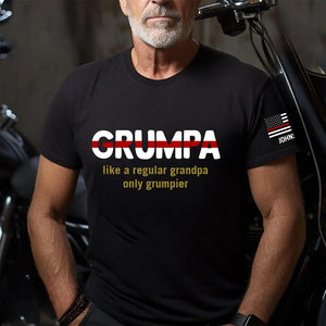 Personalized Grumpa Police Like A Regular Grandpa Only Grumpier US Firefighter Flag T-shirt Printed QTVQ241311