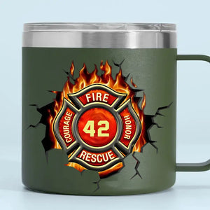 Personalized Firefighter Logo & ID Number Coffee Cup Printed QTKH241339