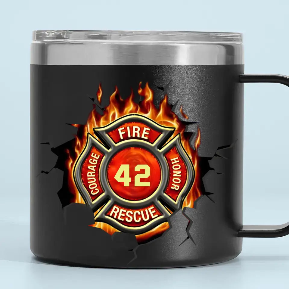 Personalized Firefighter Logo & ID Number Coffee Cup Printed QTKH241339