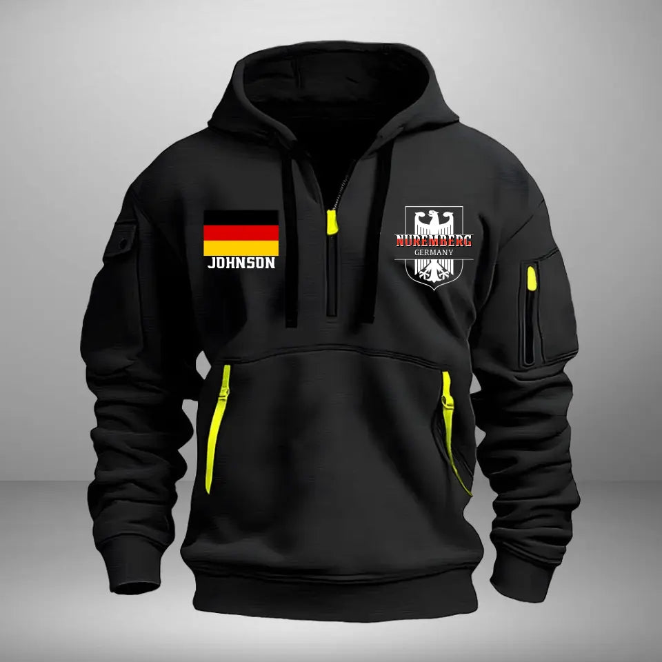 Personalized Nuremberg Germany German Firefighter Custom Name Quarter Zip Hoodie 2D Printed QTVA241337