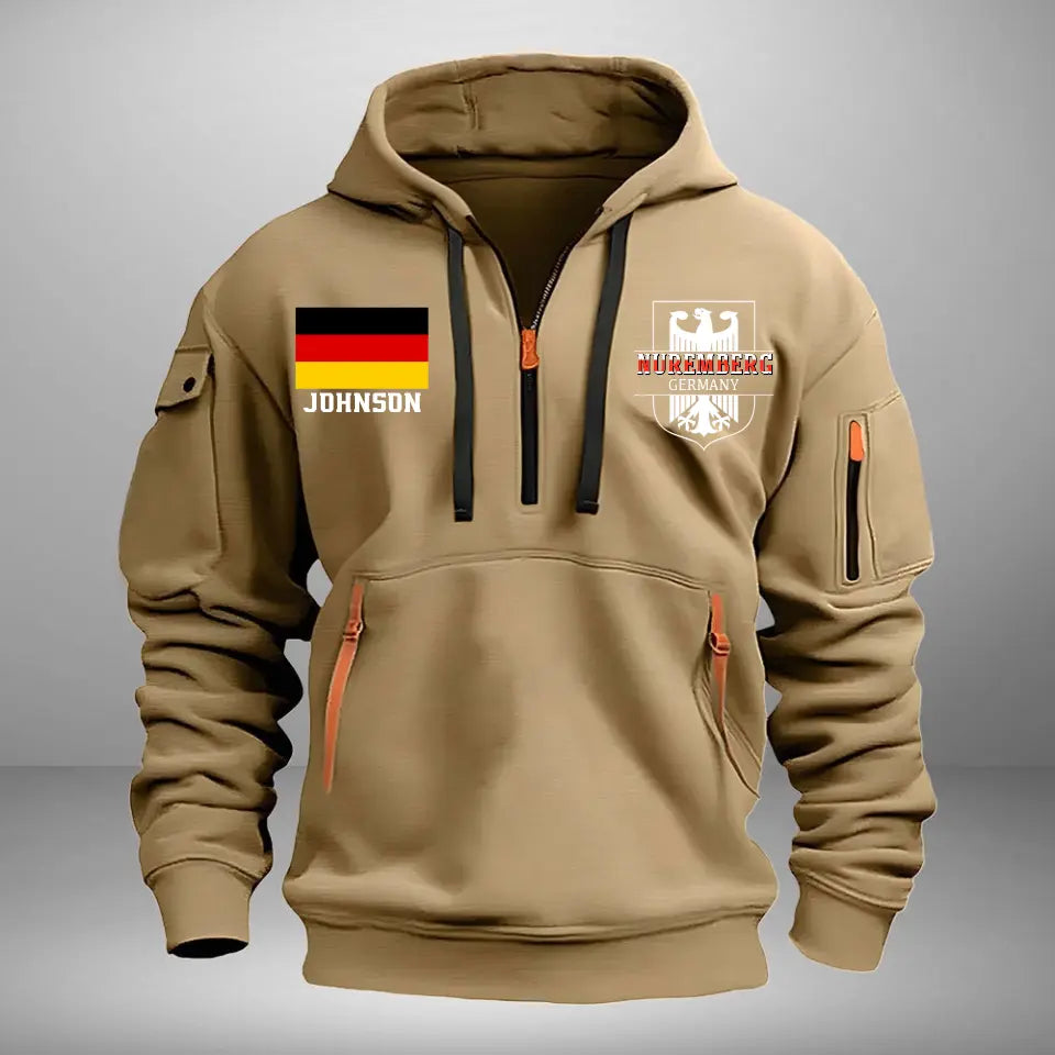 Personalized Nuremberg Germany German Firefighter Custom Name Quarter Zip Hoodie 2D Printed QTVA241337