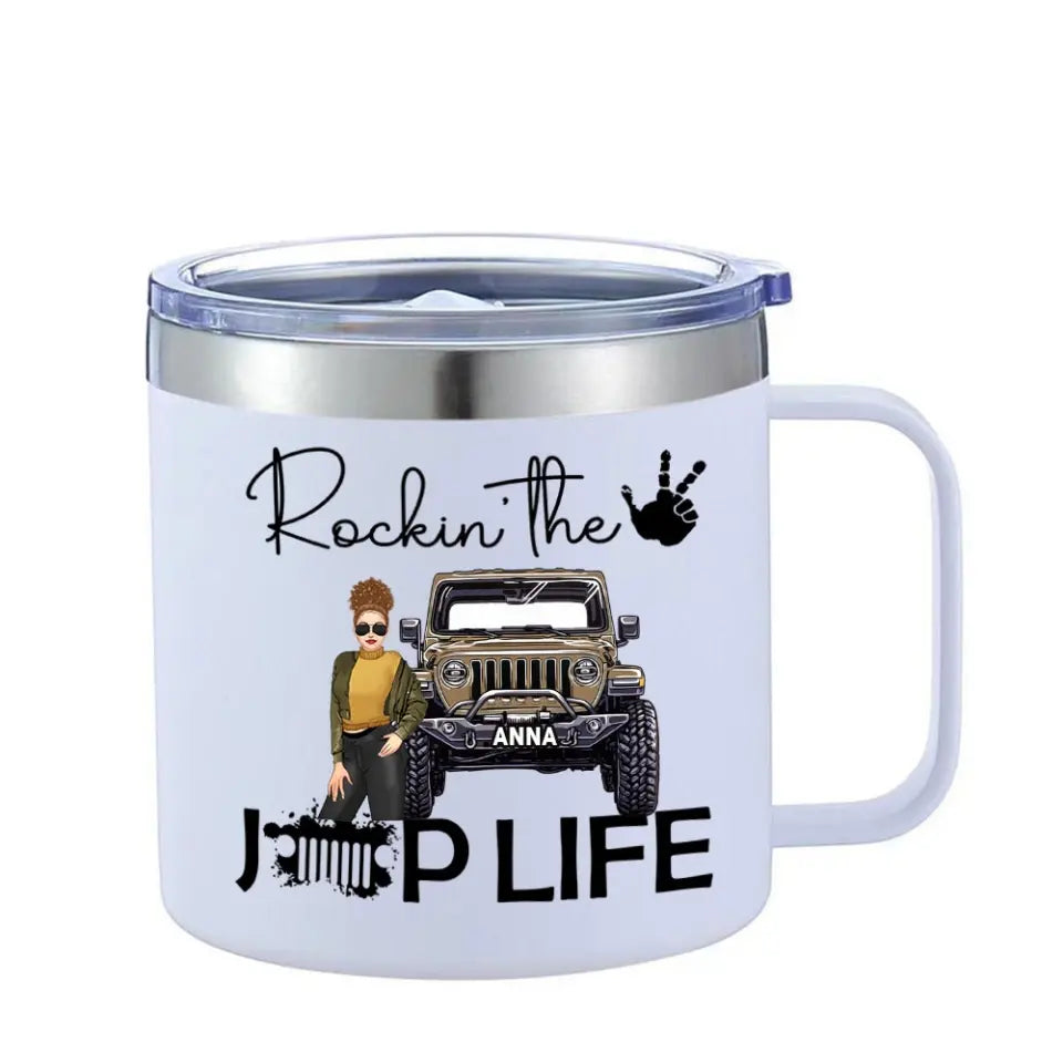 Personalized Rockin' The Jeep Girl Coffee Cup Printed HN241340