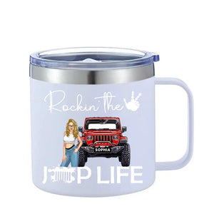 Personalized Rockin' The Jeep Girl Coffee Cup Printed HN241340