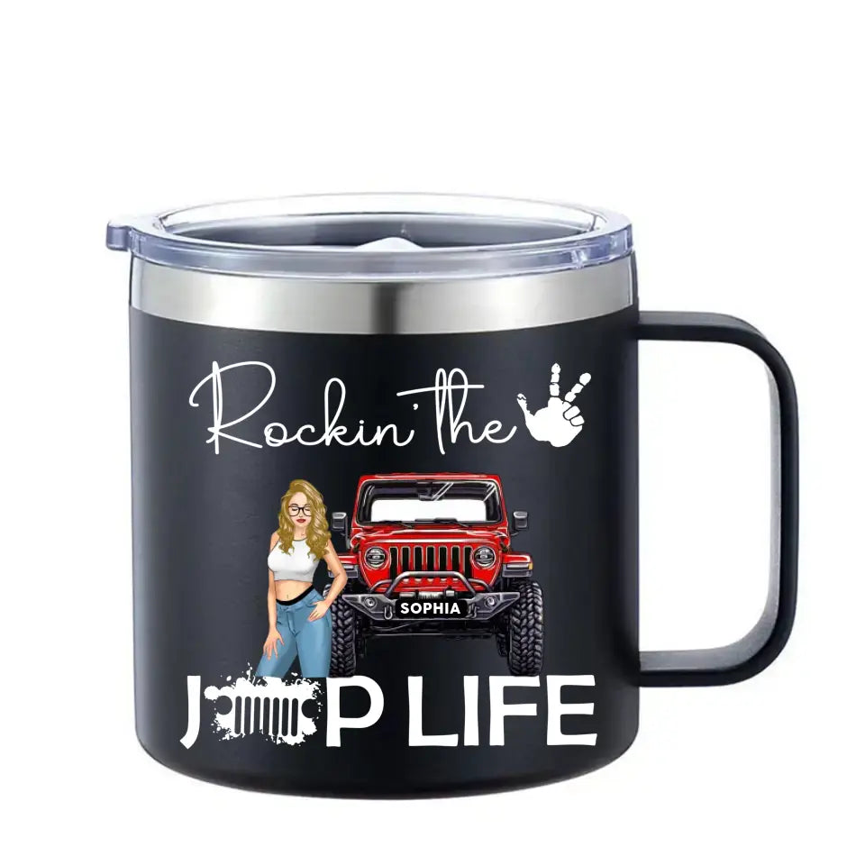 Personalized Rockin' The Jeep Girl Coffee Cup Printed HN241340