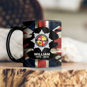 Personalized UK Firefighter Logo Custom Name & Time Mug Printed VQ241359