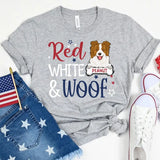 Personalized Red White & Woof Dog Cute Dog Lovers Gift Independence Day 4th July Independence Day T-shirt Printed LVA241360