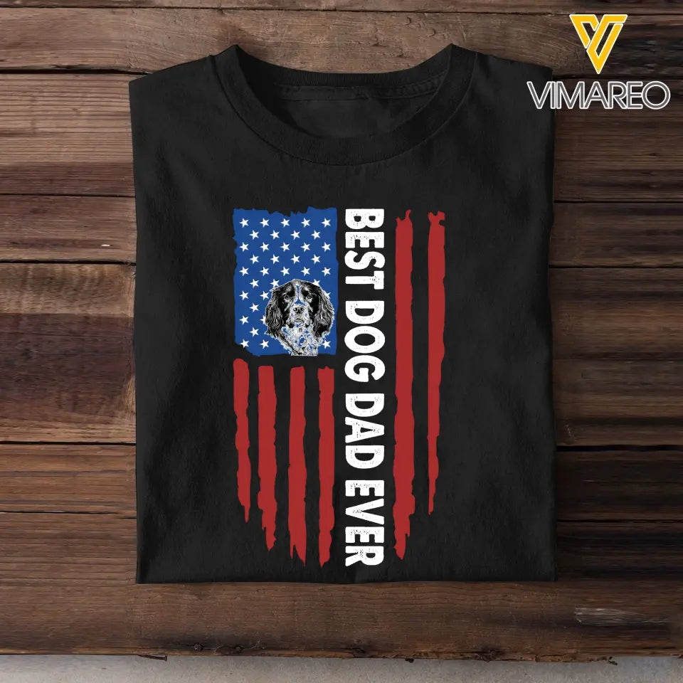 Personalized Upload Your Dog Photo Best Dog Dad Ever Independence Day 4th July T-shirt Printed QTKH241362