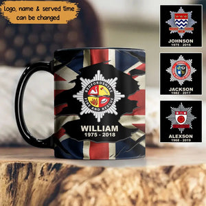 Personalized UK Firefighter Logo Custom Name & Time Mug Printed VQ241359