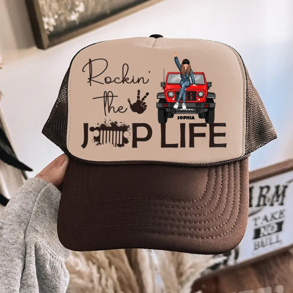 Personalized Rockin' The Jeep Life Jeep Girl Custom Name Mesh Cap 3D Printed HN241299