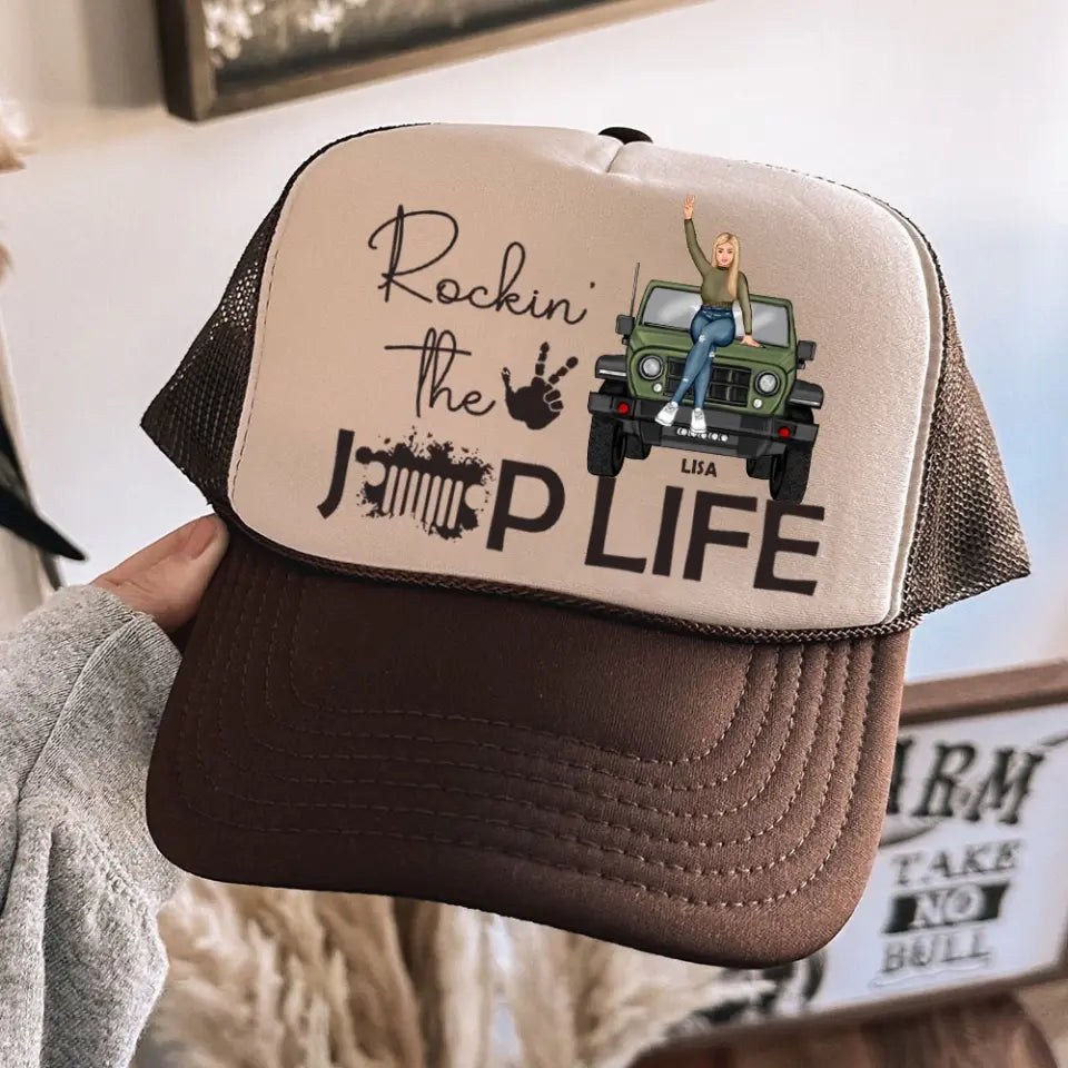 Personalized Rockin' The Jeep Life Jeep Girl Custom Name Mesh Cap 3D Printed HN241299