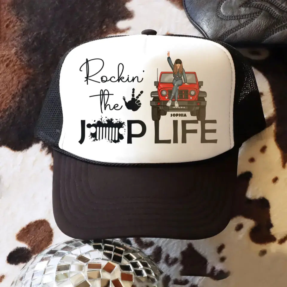 Personalized Rockin' The Jeep Life Jeep Girl Custom Name Mesh Cap 3D Printed HN241299