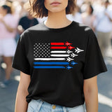 Personalized Auntie & Kid Names Fighter Jet US Flag Independence Day 4th July T-shirt Printed HN241370