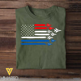 Personalized Auntie & Kid Names Fighter Jet US Flag Independence Day 4th July T-shirt Printed HN241370