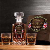 Personalized UK Veteran Branch Logo Rank Gold Custom Name Decanter Set with Glasses printed AHVA241366