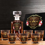 Personalized Canadian Veteran Branch Logo Rank Gold Custom Name Decanter Set with Glasses printed AHVA241366