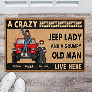 Personalized Jeep Lady And A Grumpy Old Man Live Here Couple Jeep Doormat Printed KVH241384