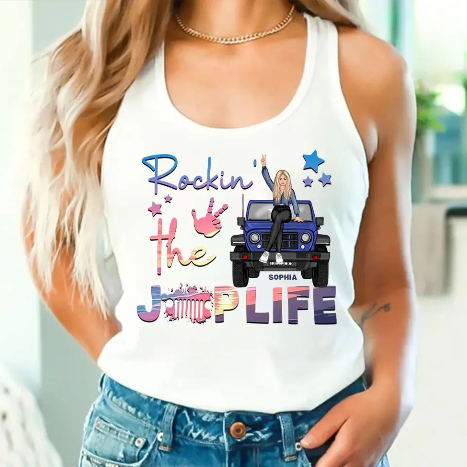 Personalized Rockin' The Jeep Life Jeep Girl Women's Ideal Racerback Tank Printed HN241390