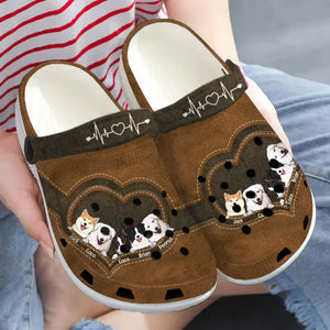 Personalized Heart Dog Names Dog Lovers Gift Clogs Slipper Shoes Printed LVA241388