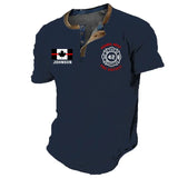 Personalized Canadian Firefighter Custom Name, ID Number & Department Lapel Button Men's Short Sleeves Neck Short Sleeve Button T shirt Printed VQ241385