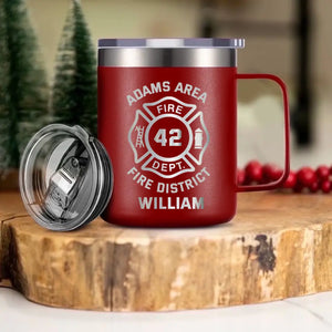 Personalized Firefighter Logo Custom Name, ID & Department Laser Handle Cup Printed VQ241403