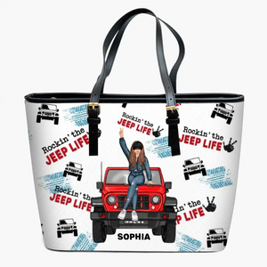 Personalized Rockin' The Jeep Life Jeep Girl Leather Bucket Bag Printed HN241407